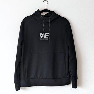 AMERICAN EAGLE Black AE Logo Active Pullover Hoodie Sweatshirt Sz M